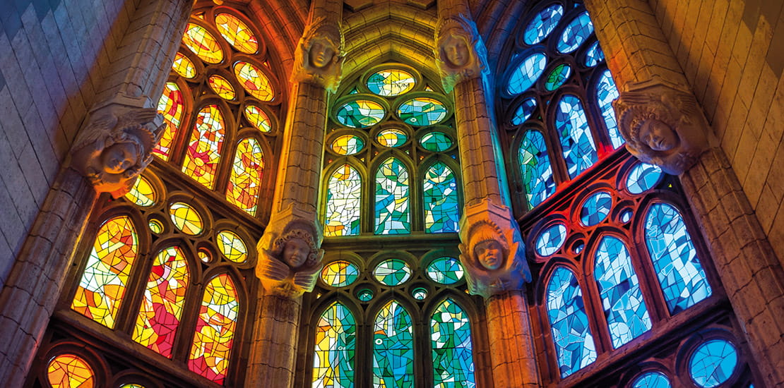 Inside the Sagrada Familia in Barcelona, Spain
